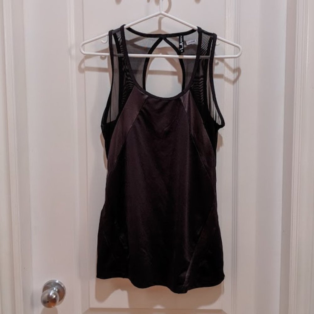 black mesh yoga workout tank top medium